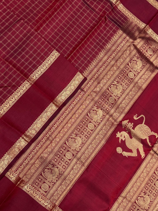 Pure Kanjivarams | rettaipet border X navakunjara motif | aaraku X gold |Handwoven luxury x 4 ply master weave | NKV45