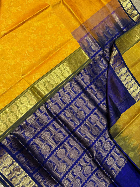 Kanchi Silk Cotton Sarees | silk cotton | Manjal X blue