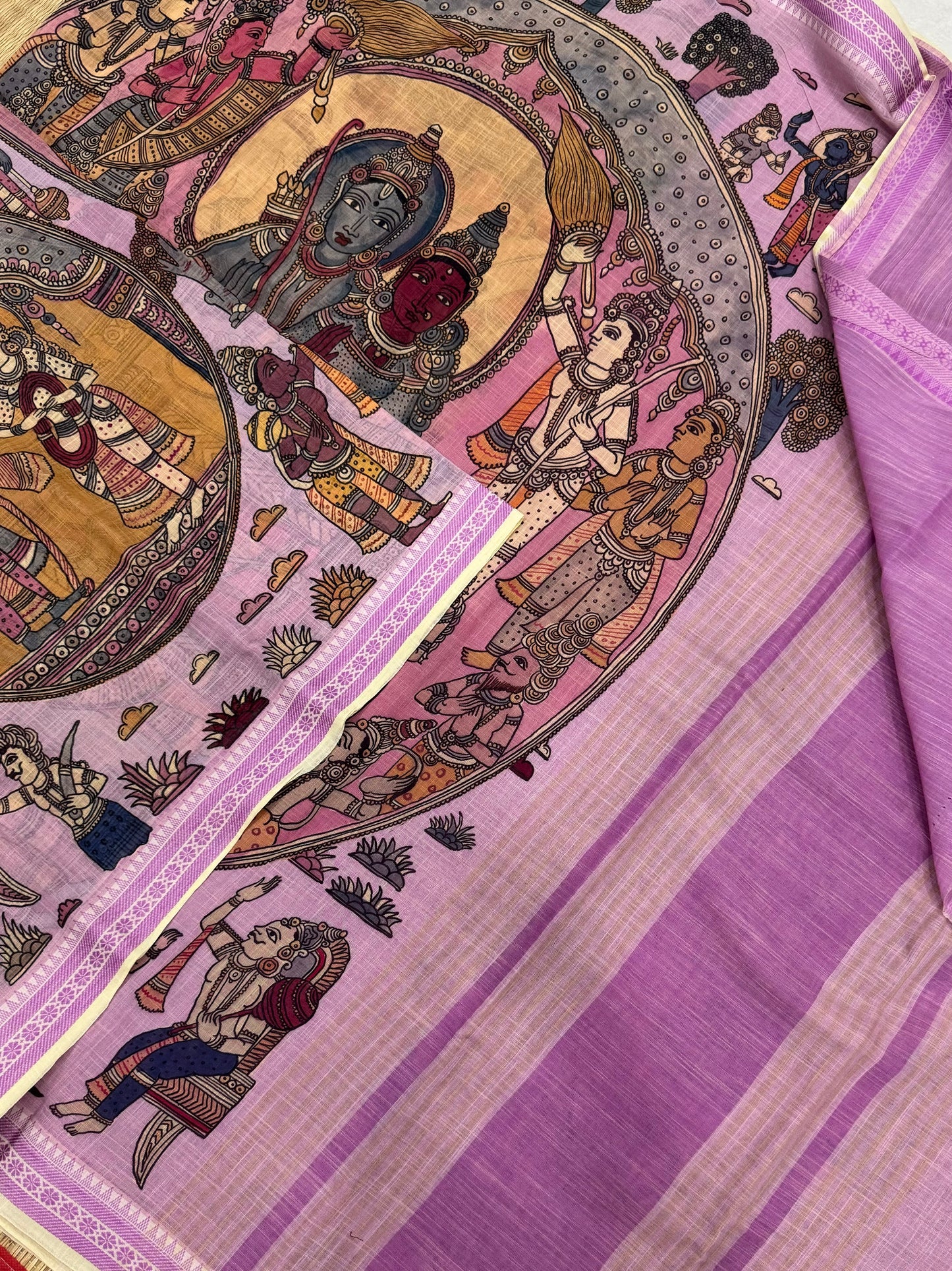 Ponduru feather soft cotton |ramayanam story telling saree | pink