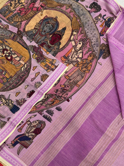 Ponduru feather soft cotton |ramayanam story telling saree | pink