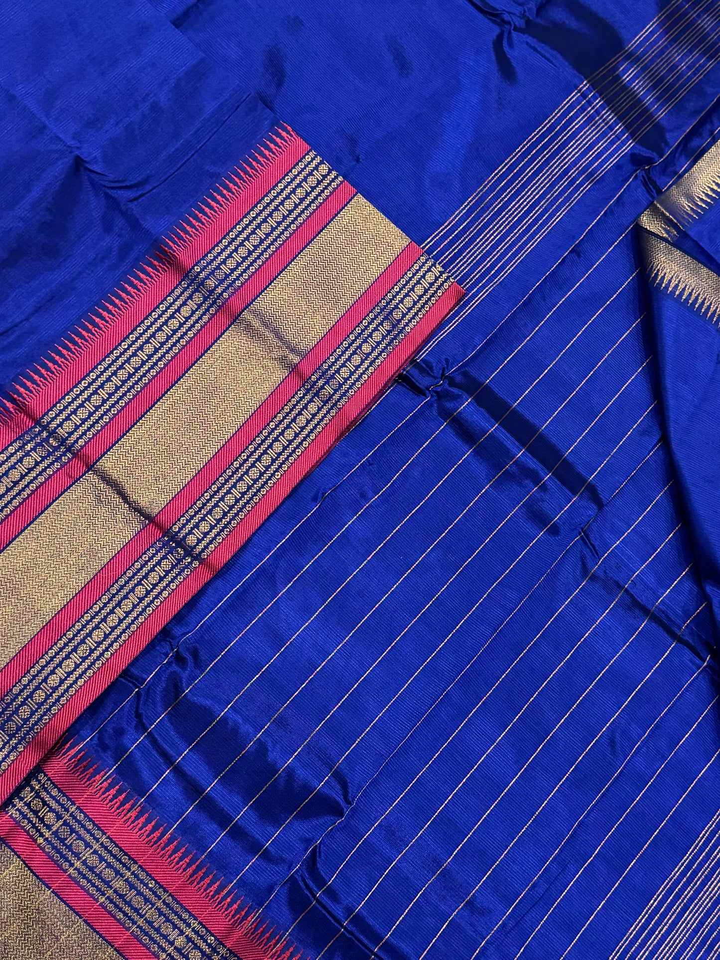 Mangalagiri silk cotton | royal blue | Zari border | Lightweight | soft silk cotton | NKV29