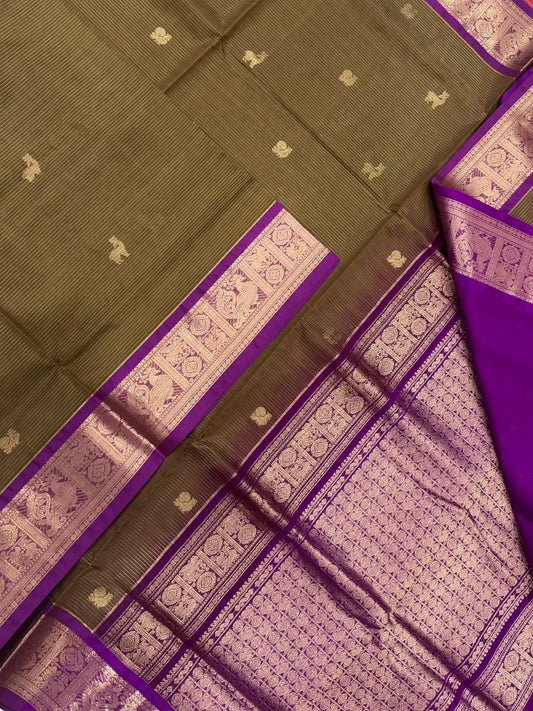 Kanchi Silk Cotton Sarees | luxury silk cotton | VAIRAOOSI X mayil maan | Mehendhi green X vadamalli NKV37