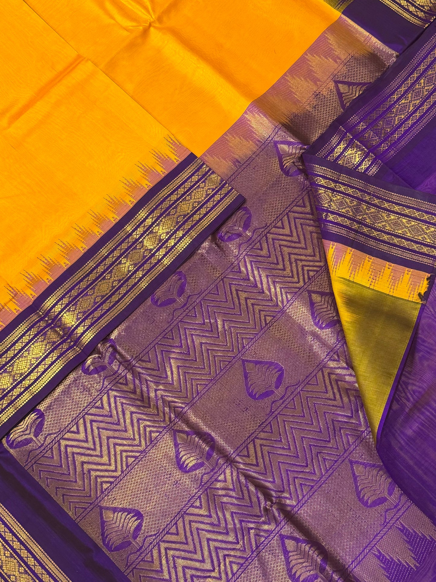 Kanchi Silk Cotton Sarees | Korvai silk cotton | temple X manjal X violet