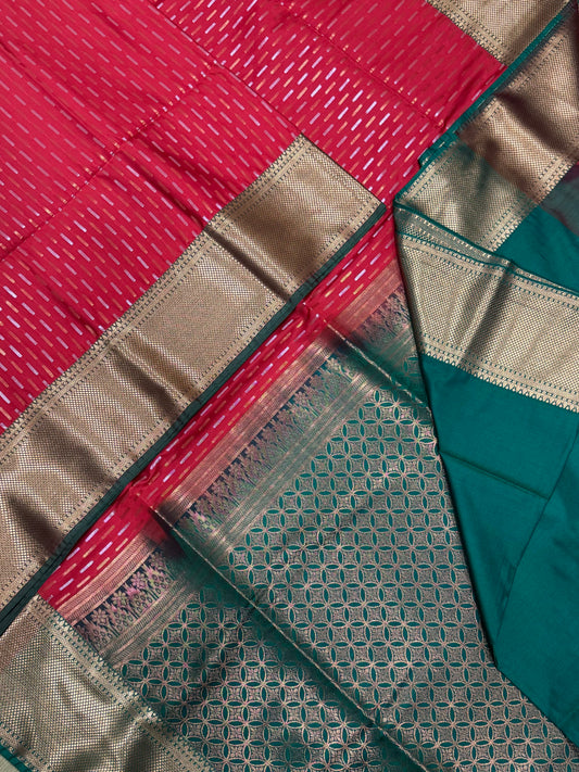 Vegan Silk Sarees Online | orange X green