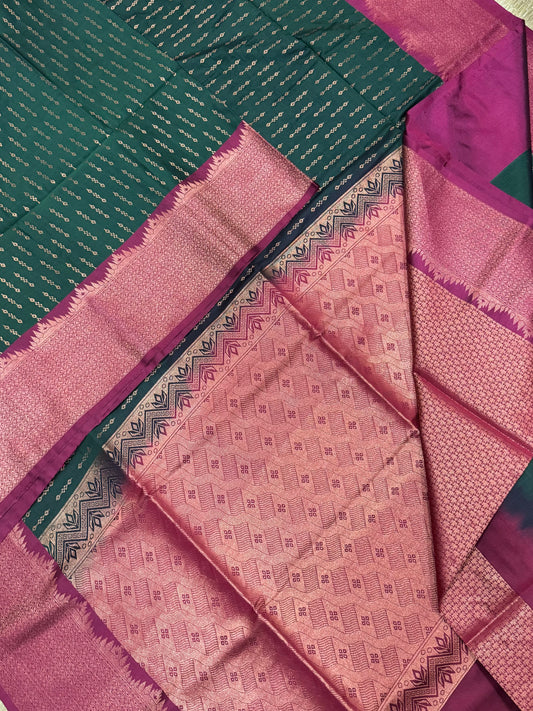 Vegan Silk Sarees Online | green x pink