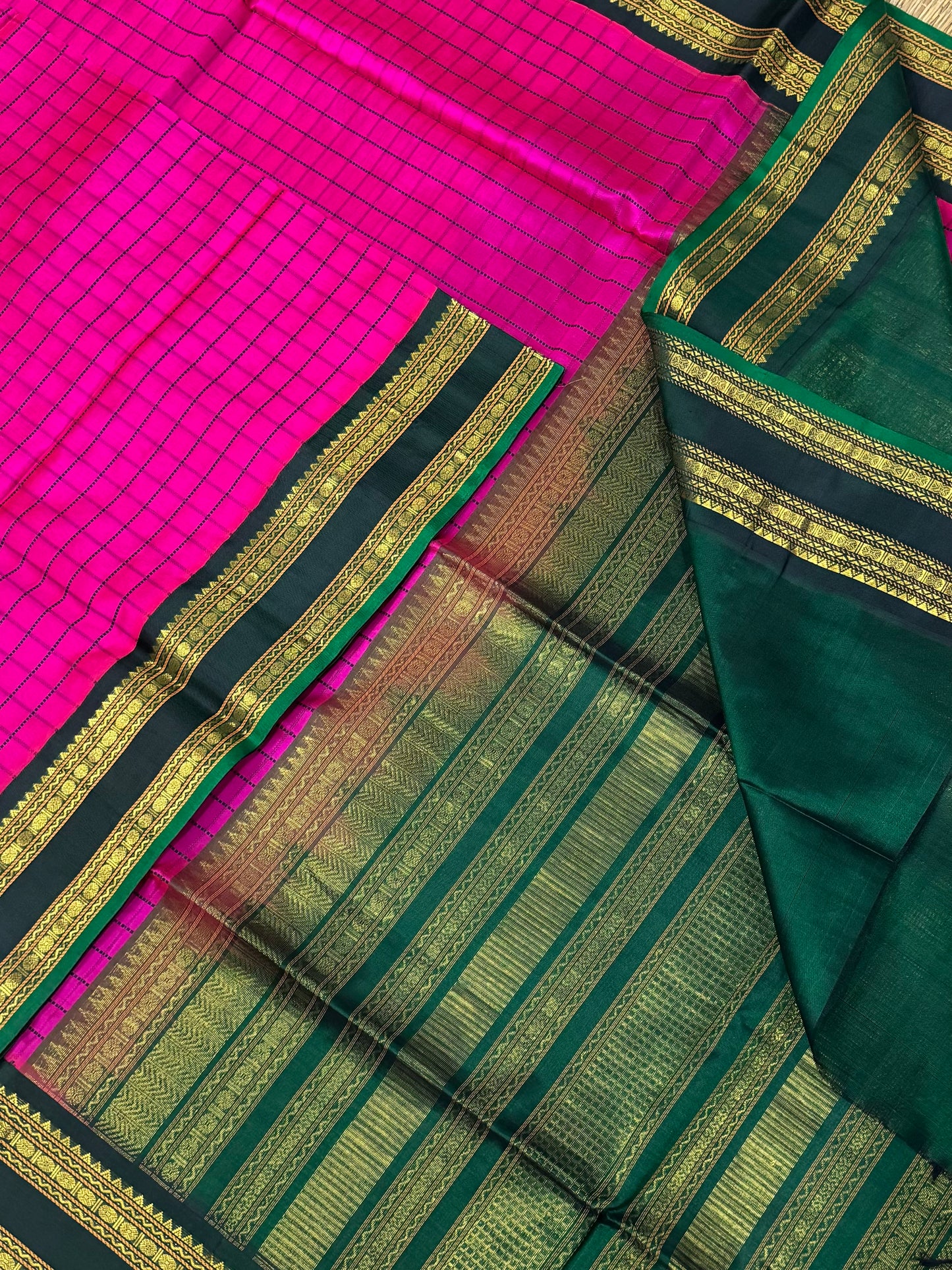 Kanchi Silk Cotton Sarees | korvai silk cotton | kattam X pink X green