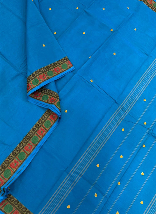 Kanchi soft cotton | blue | tiny thread border