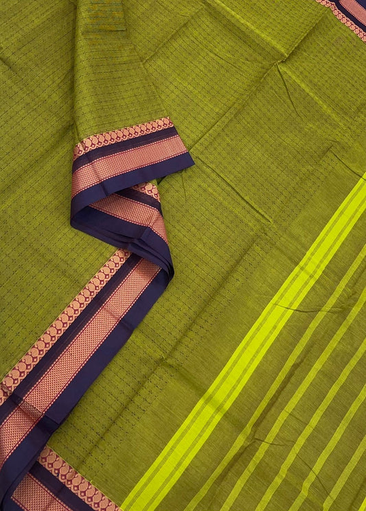 Kanchi soft cotton |thread border | green x violet