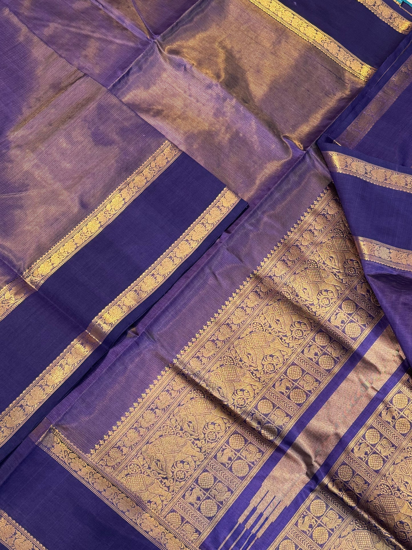Kanchi Silk Cotton Sarees | luxury tissue silk cotton | VAIRAOOSI X rettaipet | bluish violet NKV37