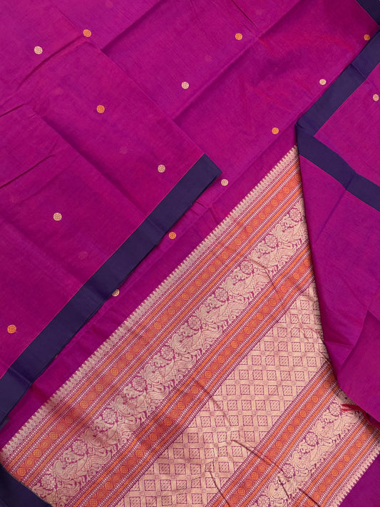 Pure Handloom Kanchi rich Cotton Saree | vadamalli X thread | intericate thread weave x Kamalam BUTTA