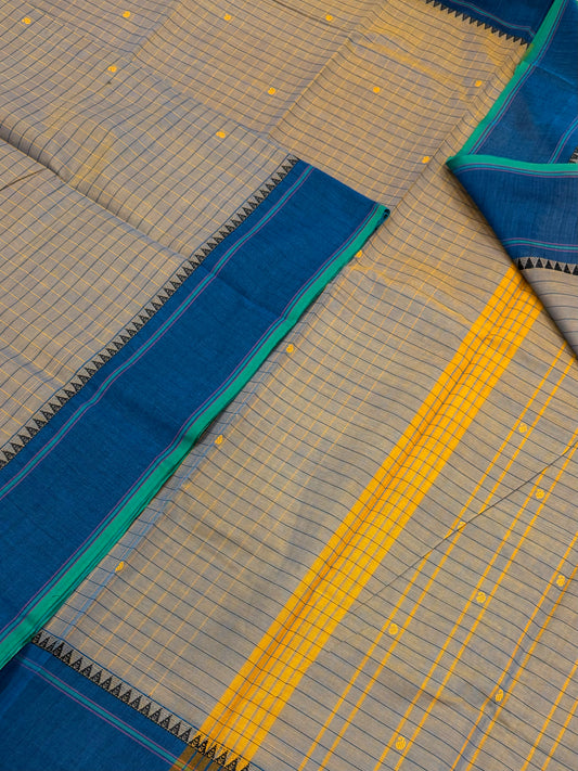 Kanchi soft cotton | twotone X blue X green | thread kattam X thread border