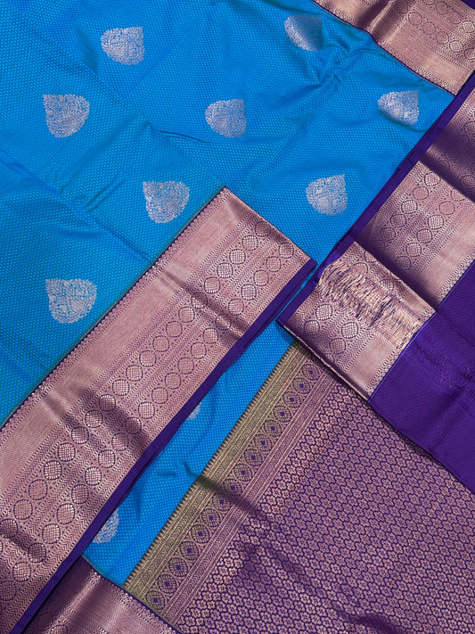 Vegan Silk Sarees Online | blue X violet