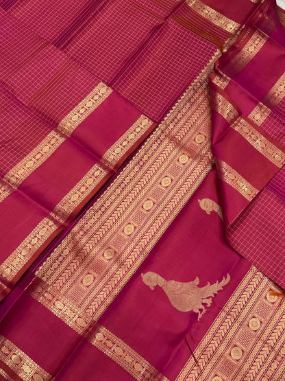 Pure Kanjivarams | Kalakshetra killi x two tone pink | Handwoven luxury x 4 ply | NKV45