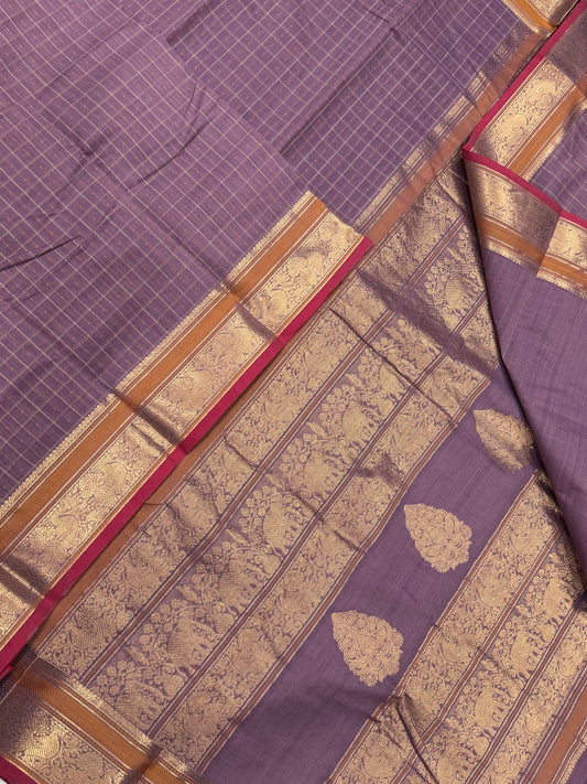 Pure Handloom Kanchi rich Cotton Saree | Zari border X  1000 malai thuli butta | pastel pink X red  | intricate rich thread woven Pallu