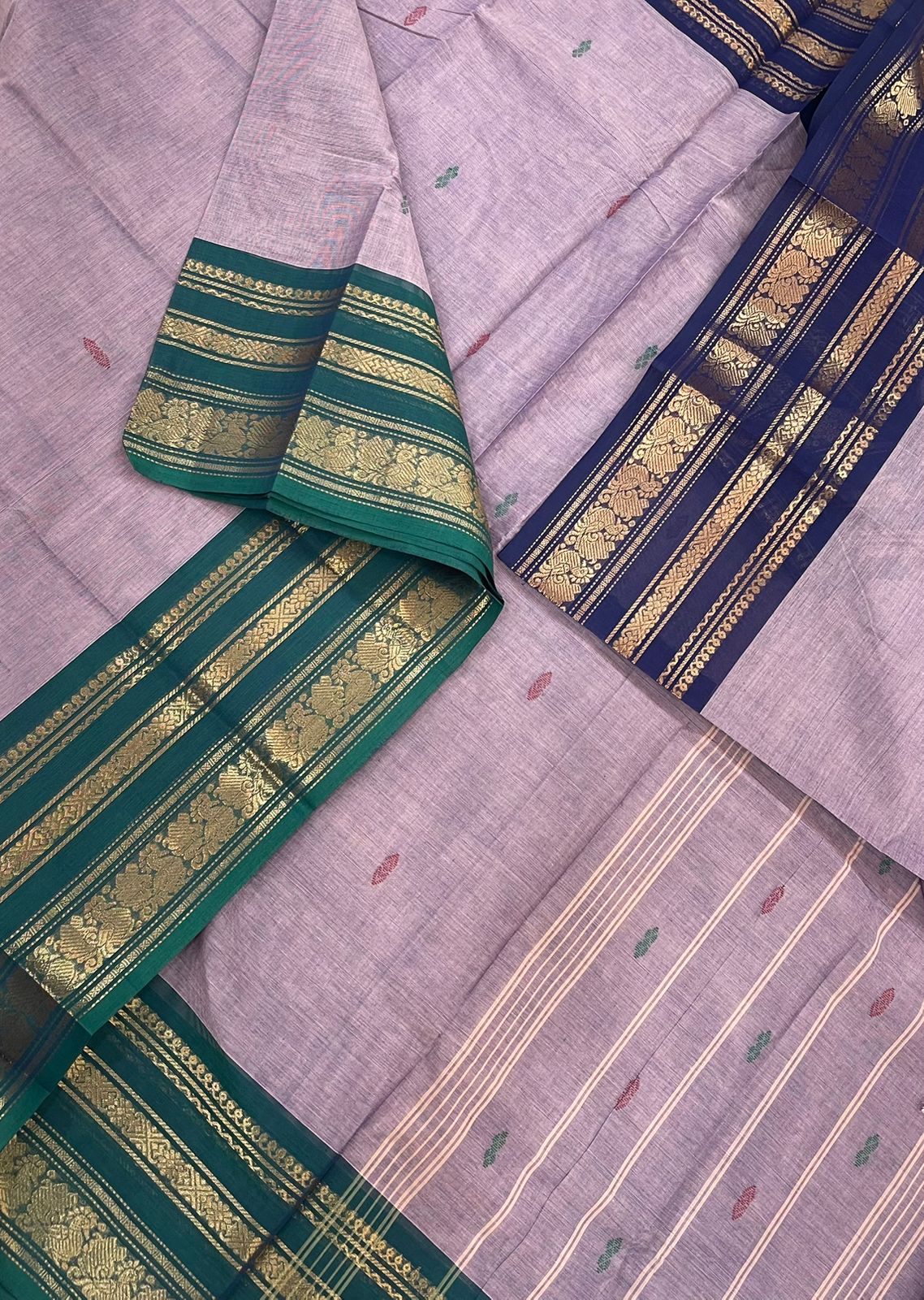 Pastel kanchi soft cotton | pastel lavendar X ganga Jamuna zari border