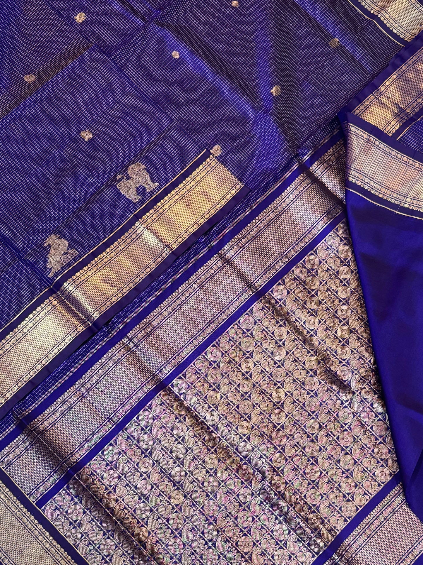 Kanchi Silk Cotton Sarees | luxury silk cotton | VAIRAOOSI muthukattam X mayil X shimma yhazli | violet x gold NKV37
