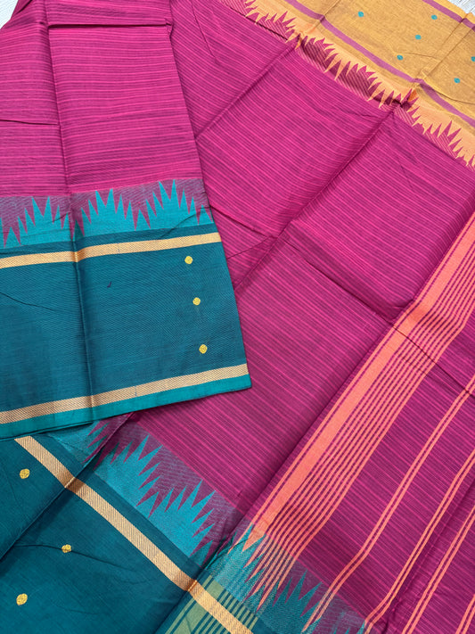 Kanchi soft cotton | marron X ganga Jamuna |temple border