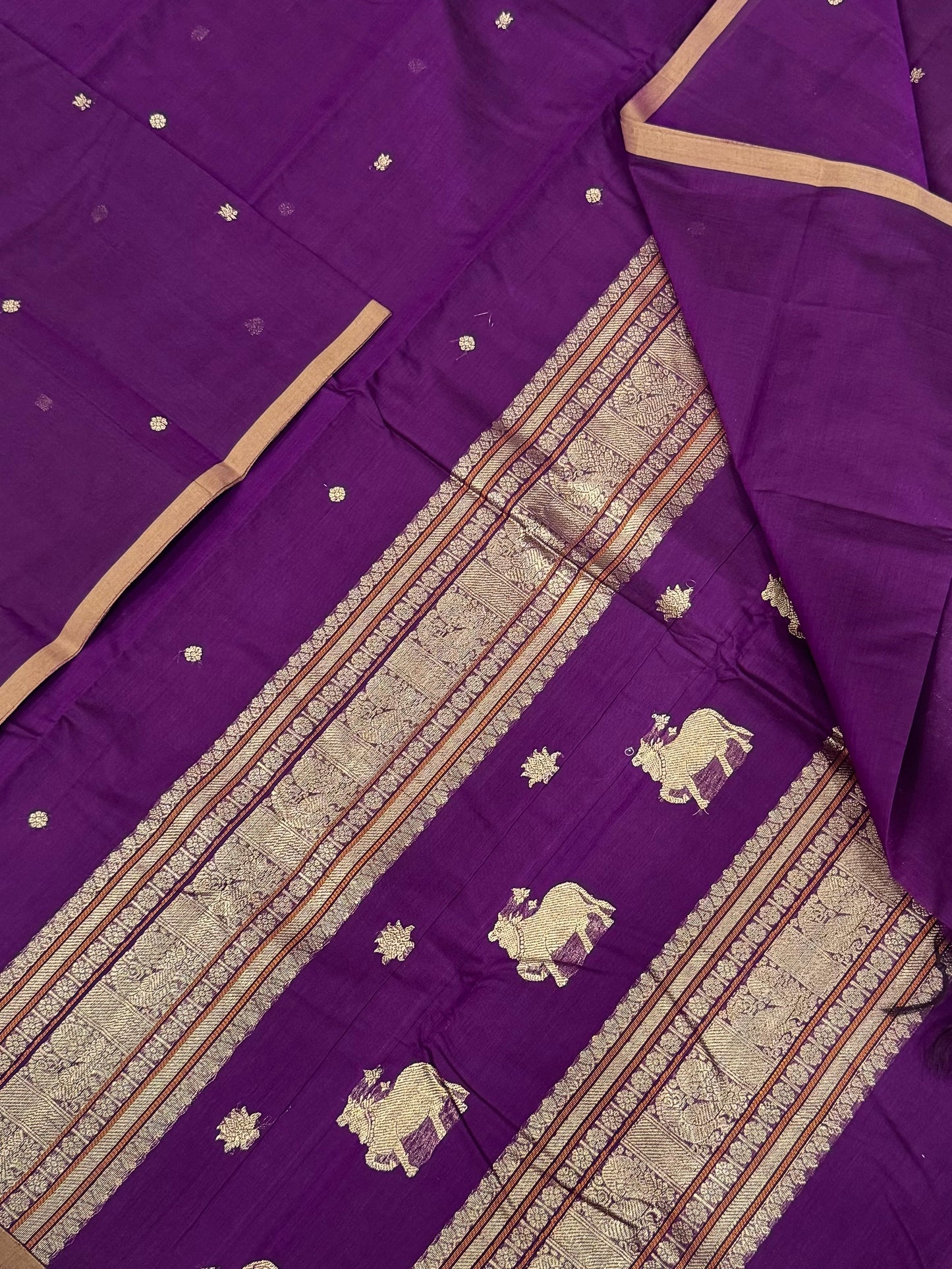 Pure Handloom Kanchi rich Cotton Saree | pichwai Pallu| violet