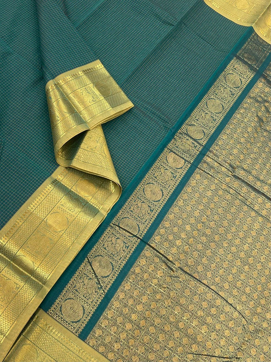 Kanchi soft cotton | podi kattam x Zari  border | green X light green