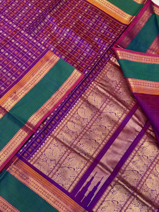 Kanchi Silk Cotton Sarees | 1000 butta  X rich zari pallu X zari border | vadamalli X green