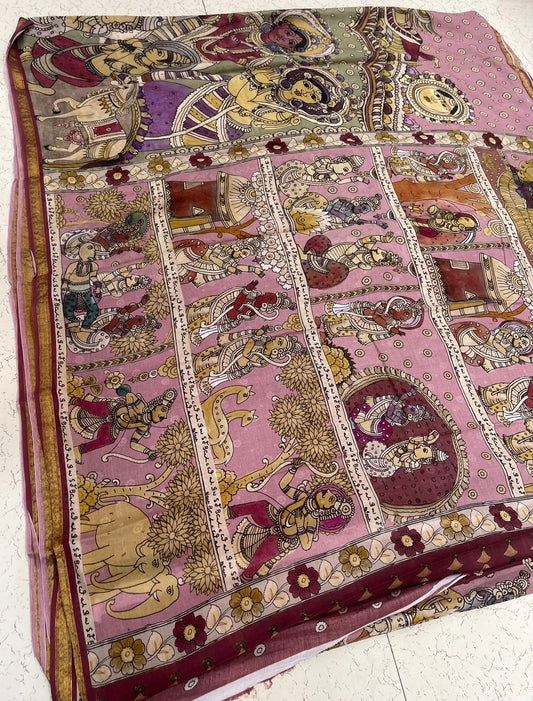 Ponduru soft Cotton | storytelling saree | Violet x pastel pink |NKV27