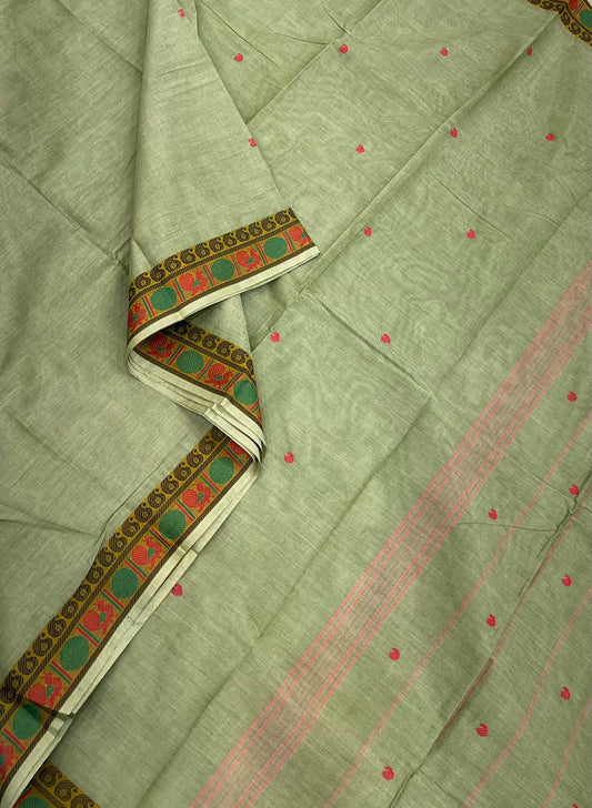 Kanchi soft cotton | pastel green | tiny thread border
