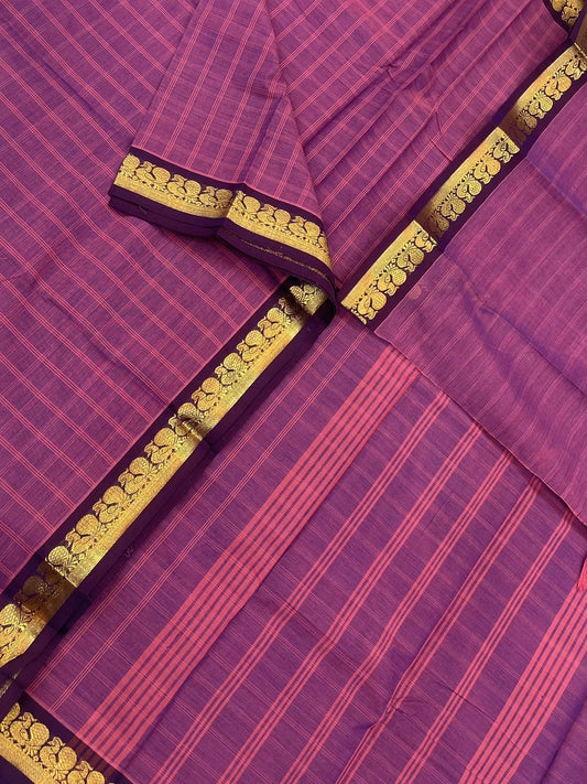 Kanchi soft cotton | Zari tiny border | magenta pink