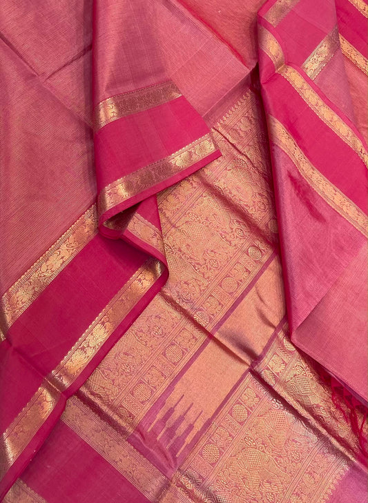 Kanchi Silk Cotton Sarees | luxury tissue silk cotton | intricate VAIRAOOSI X rettaipet | baby pink x gold