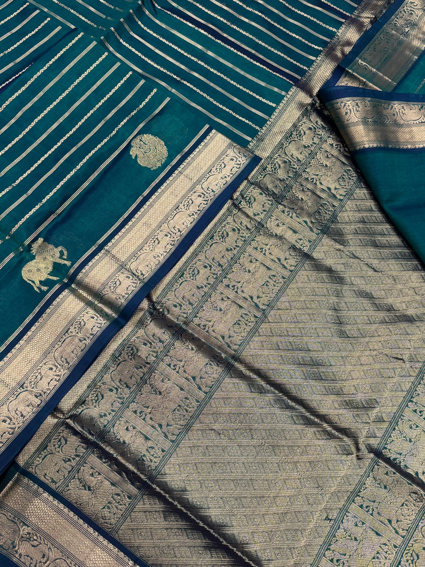 Kanchi Silk Cotton Sarees | luxury silk cotton | veldhari X Mayil x pichwai cow| vintage green NKV37