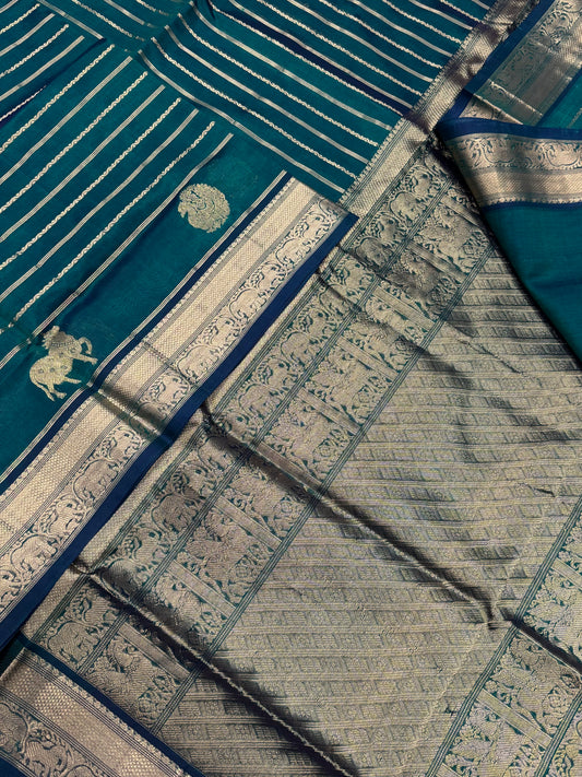 Kanchi Silk Cotton Sarees | luxury silk cotton | veldhari X Mayil x pichwai cow| vintage green NKV37