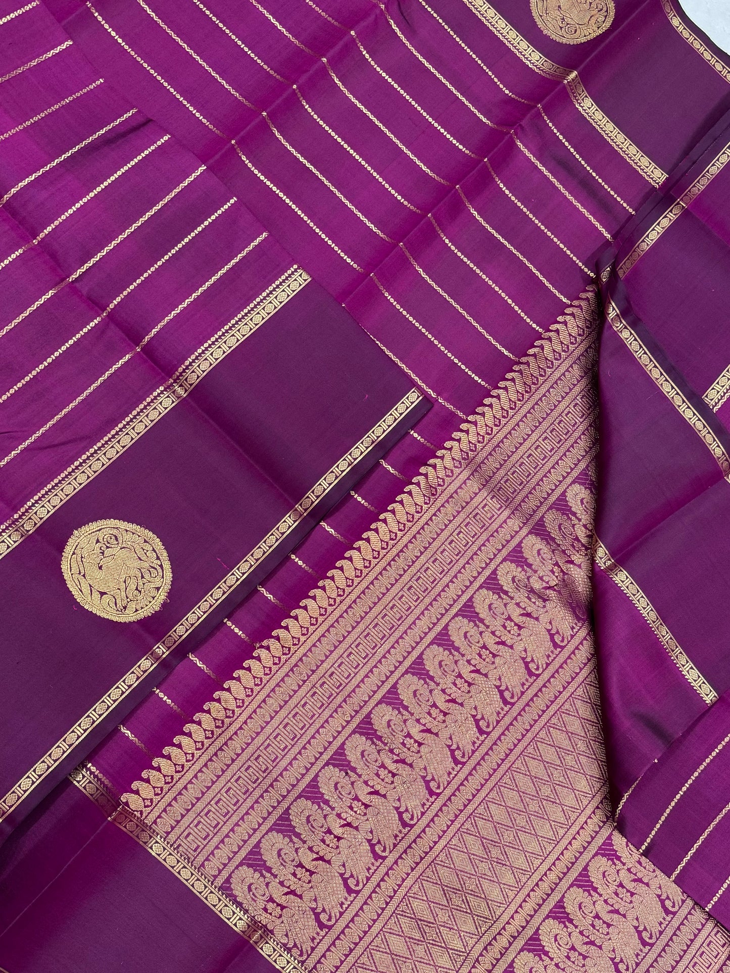 Pure Kanjivarams | veldhari X eruthalapakshi zari butta | burgandy |Handwoven luxury x 4 ply master weave | NKV45