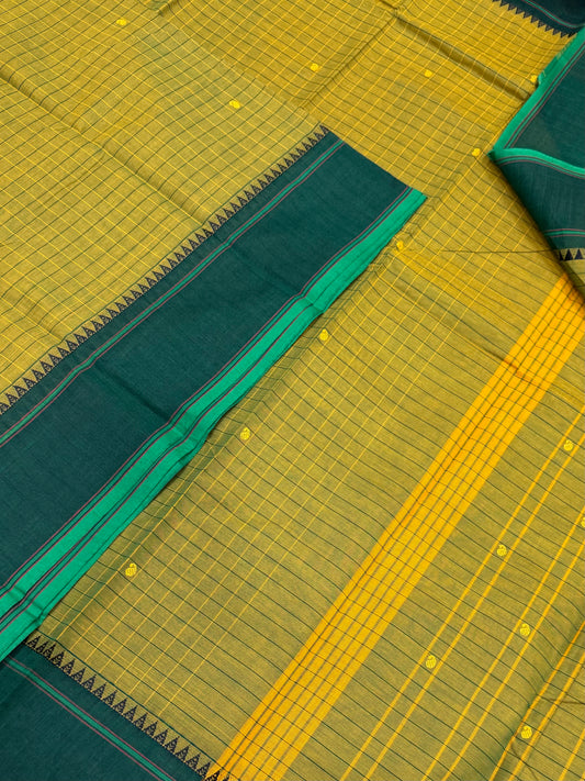 Kanchi soft cotton | light green X green | thread kattam X thread border