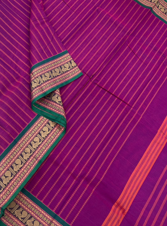Kanchi soft cotton | pink X green | vertical thread border