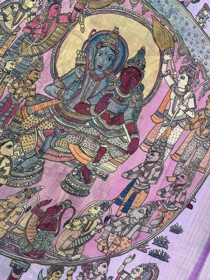 Ponduru feather soft cotton |ramayanam story telling saree | pink