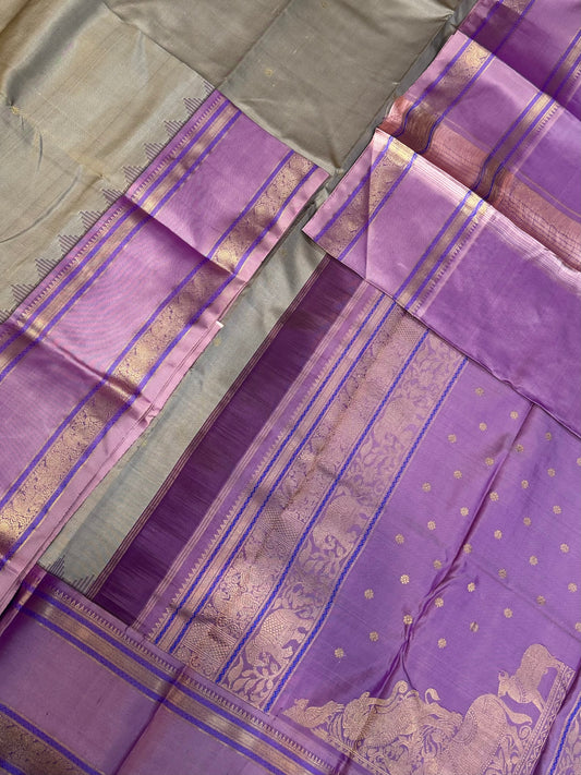 Pure Kanjivarams | pastel green X lavendar