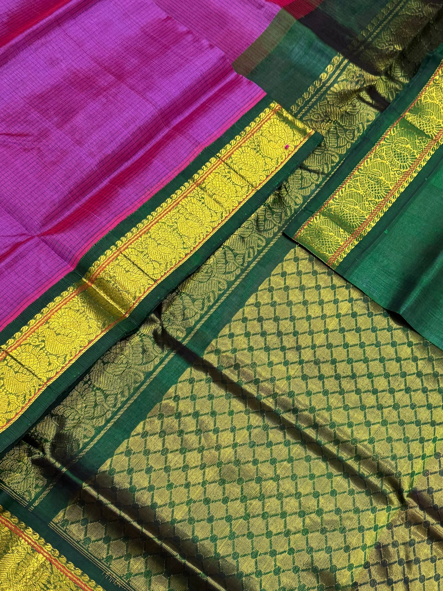 Kanchi Silk Cotton Sarees | classic Korvai border silk cotton |  podi kattam | vadamalli X bottle green