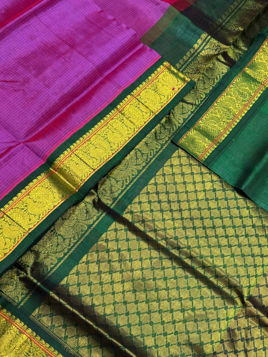 Kanchi Silk Cotton Sarees | classic Korvai border silk cotton |  podi kattam | vadamalli X bottle green