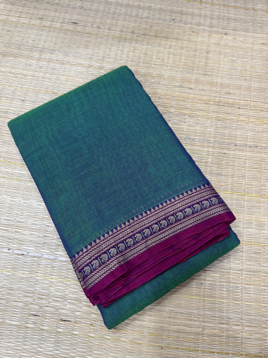 Narayanpet soft cottons | tiny thread border | twotone green X pink