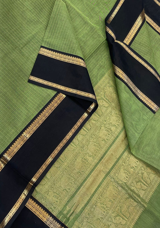 Kanchi Silk Cotton Sarees | silk cotton | Zari oosi vanam  X zari rettaipet | green X black