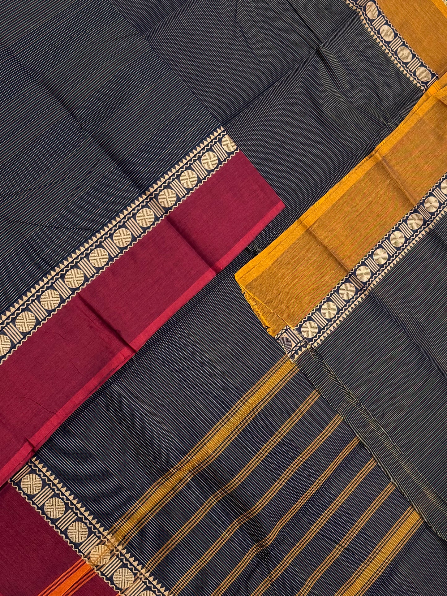Kanchi soft cotton |thread woven |  black x ganga Jamuna