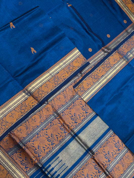 Kanchi Silk Cotton Sarees | luxury silk cotton | blue X thread border
