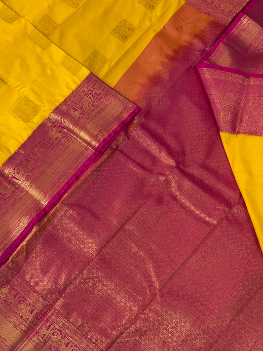 Vegan Silk Sarees Online | yellow X pink