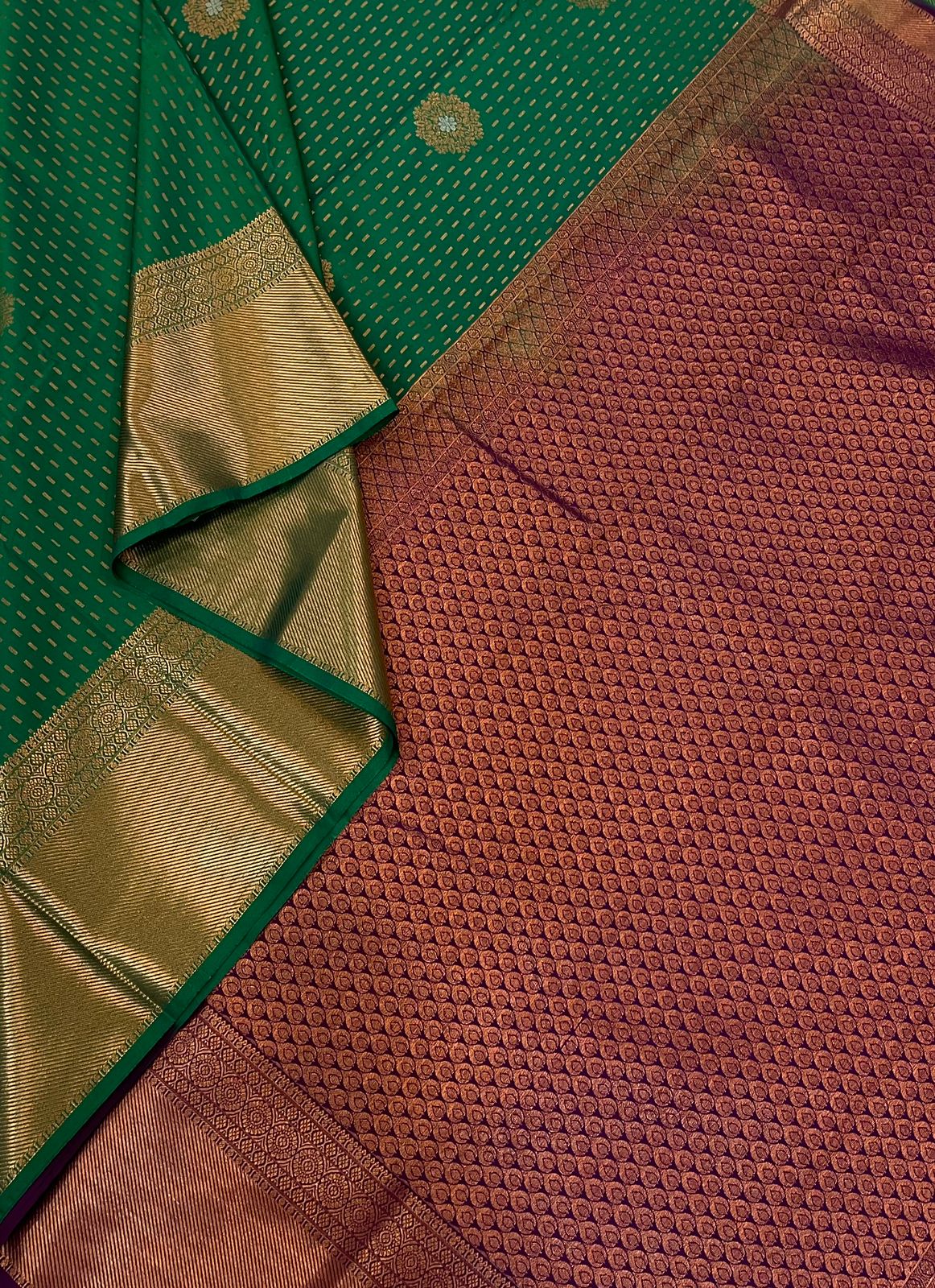Vegan Silk Sarees Online Green nakavindhini