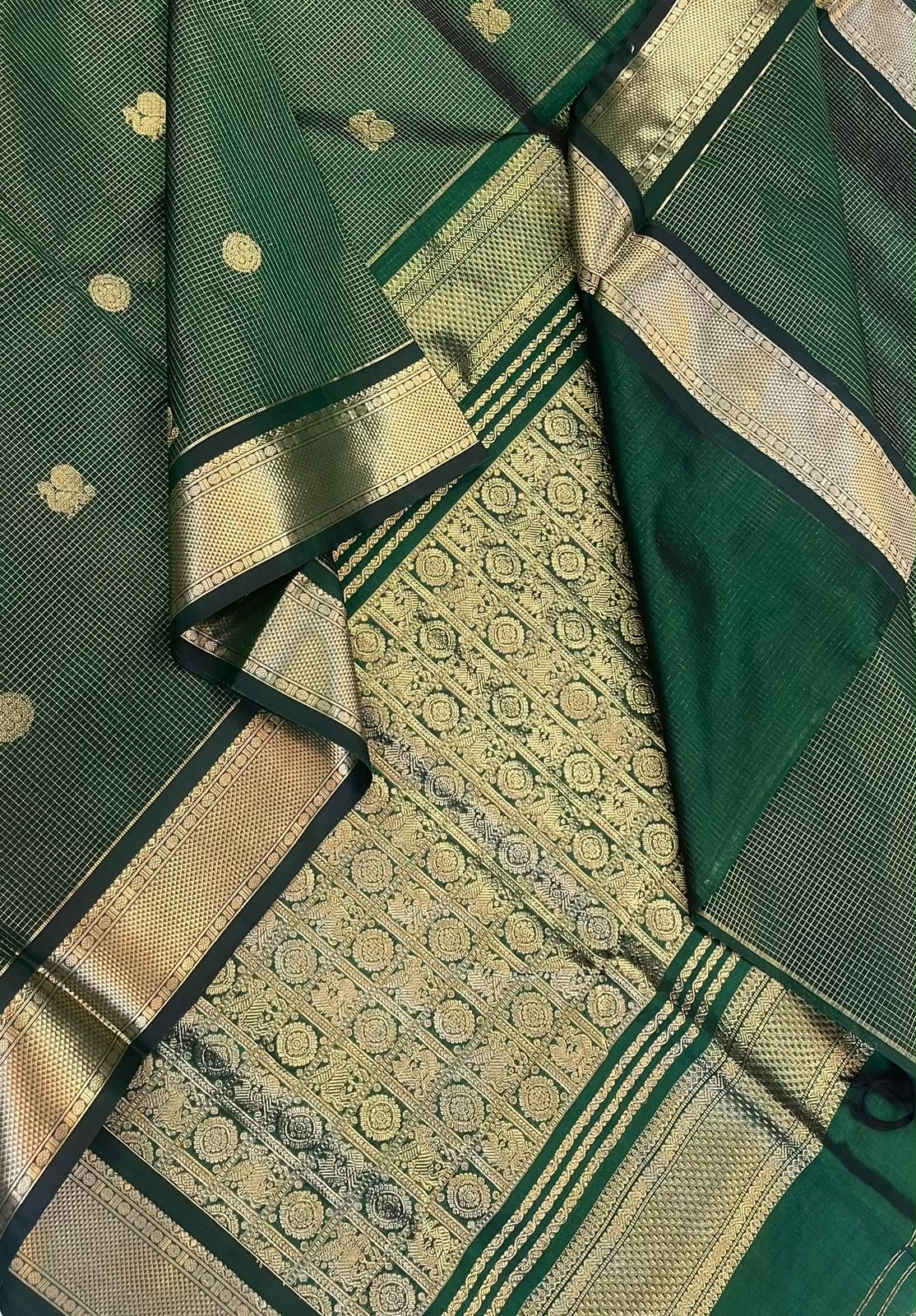 Kanchi Silk Cotton Sarees | luxury silk cotton | vairaoosi muthukattam x  green | mayil X chakram | NKV37