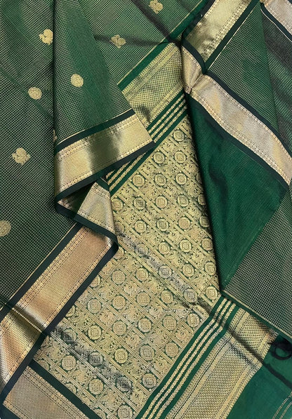 Kanchi Silk Cotton Sarees | luxury silk cotton | vairaoosi muthukattam x  green | mayil X chakram | NKV37