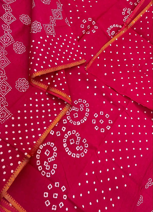 Madurai Sungudi soft cotton | red | tiny Zari border