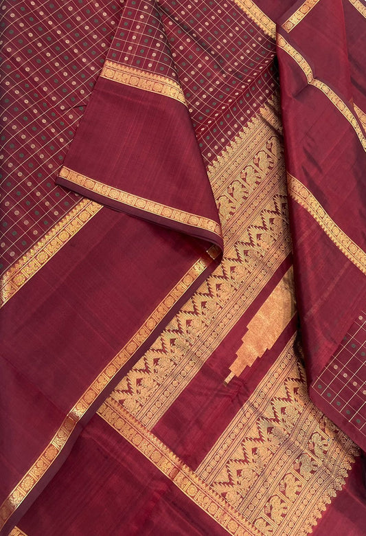 Kanchi Silk Cotton Sarees | 1000 butta x muppagam  X rich zari pallu | aaraku (marron)