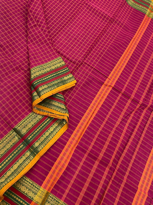 Kanchi soft cotton x chettinad style | dark pink x kattam | zari border