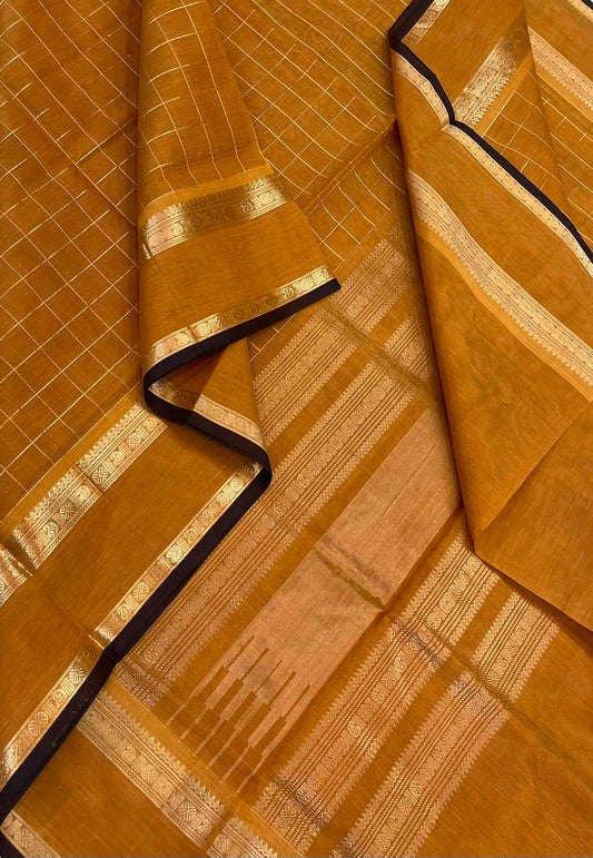 Kanchi Silk Cotton Sarees | rettaipet border  x zari kattam | manjal