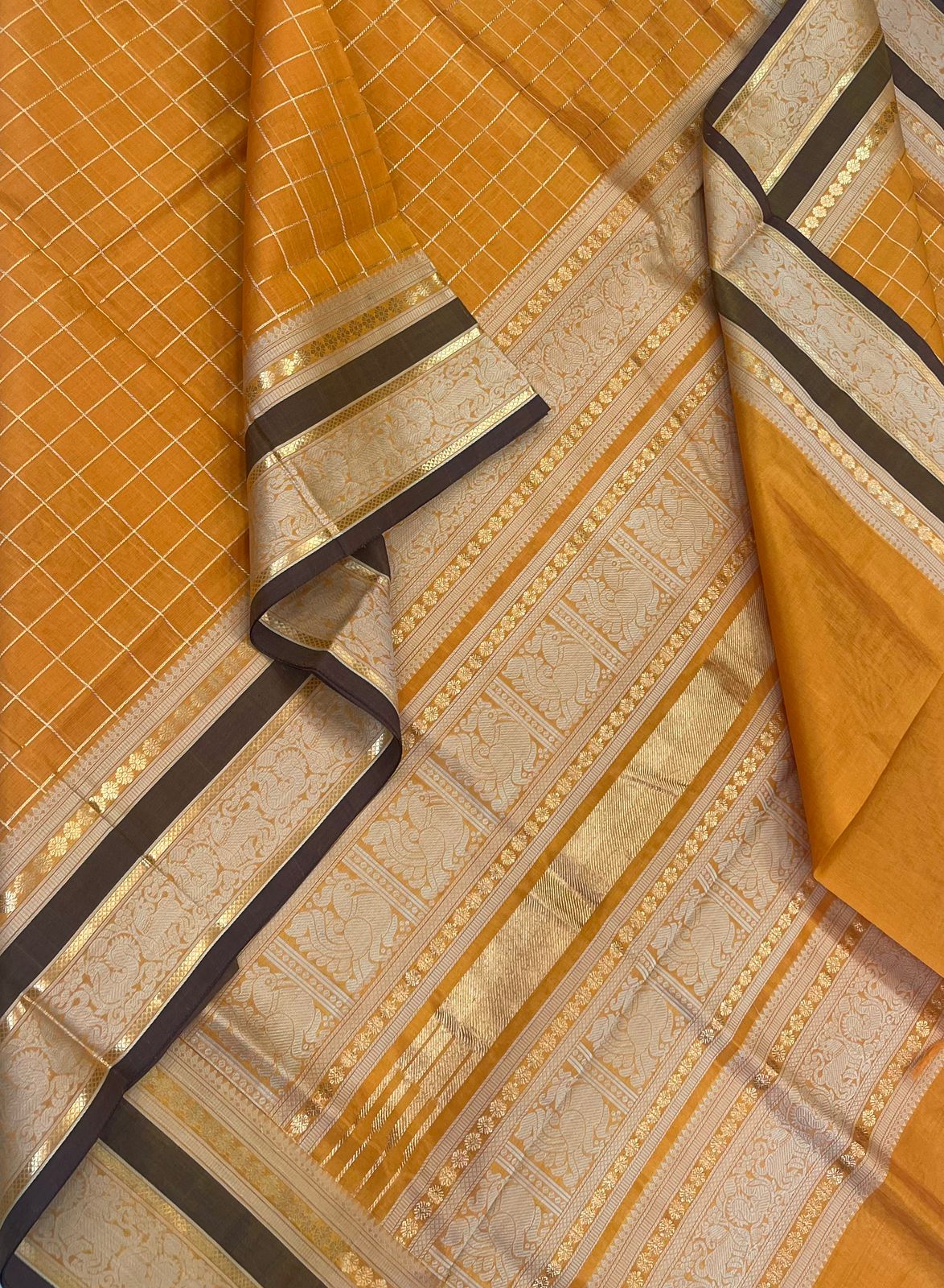 Kanchi Silk Cotton Sarees | thread border  x zari kattam | manjal